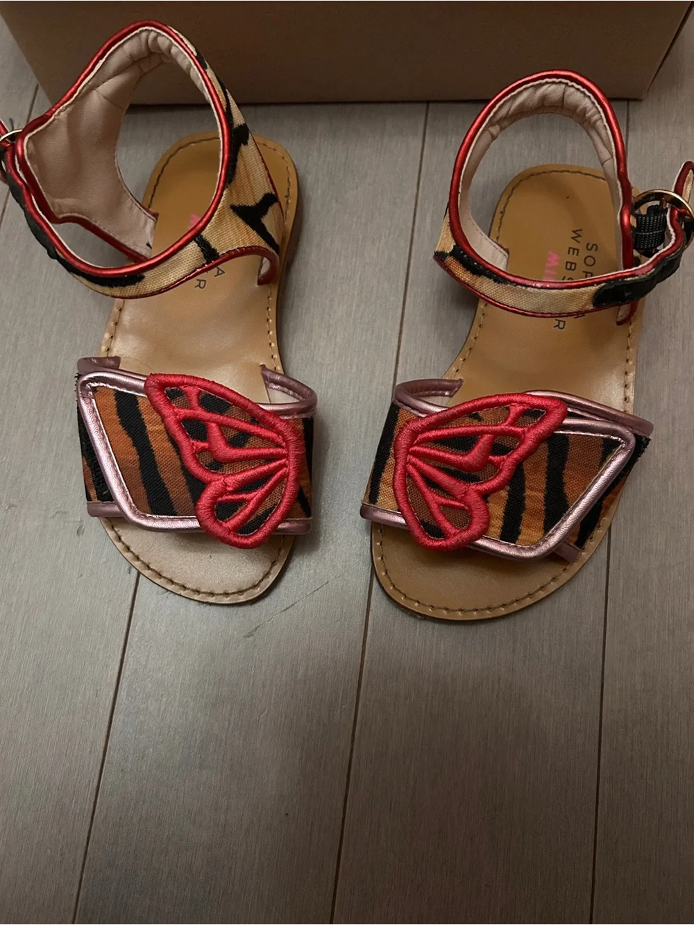 Sophia Webster Pink & Tan Butterfly Strap Sandals